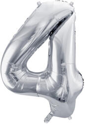  4'' számú fóliás léggömb, 72cm, ezüst (FB230M-4-018)