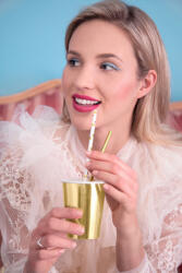  Papírszívószálak, arany, 19, 5 cm (1 pkt / 10 db. ) (SPP7M-019)