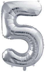  5'' számú fóliás léggömb, 72cm, ezüst (FB230M-5-018)