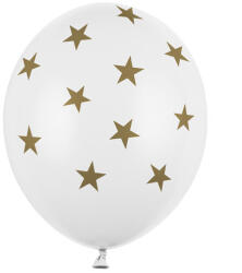 Léggömbök 30 cm, csillagok, pasztell tiszta fehér (1 db / 50 db) (SB14P-257-008)