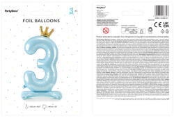  Álló fólia lufi ''3'' számú, 84 cm, égszínkék (FB126M-3-011)