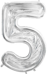  5-ös számkeret latex léggömbökhöz, 126 cm, ezüst (FBL1M-5-018)