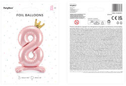  Álló fólia lufi ''8'' számú, 84 cm, világos rózsaszín (FB126M-8-081J)