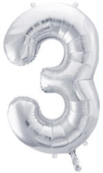  3'' számú fólia lufi, 86 cm, ezüst (FB1M-3-018)