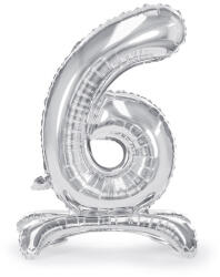  Álló fólia lufi ''6'' számú, 70cm, ezüst (FB102M-6-018)