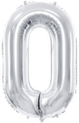  0'' számú fólia lufi, 86cm, ezüst (FB1M-0-018)
