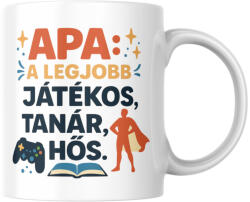  Apa a legjobb játékos tanár hős bögre (apa_a_legjobb_jatekos_tanar_hos_bogre)