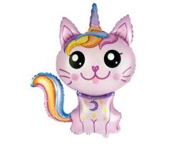 Flexmetal Balon din folie pisică - Unicorn, roz