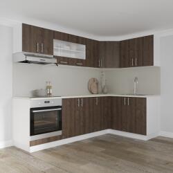 haaus Set Bucatarie Colt Karo V34, Stejar Bronz/Alb, Blat Thermo 28 mm, L 240 x 140 cm (919504)
