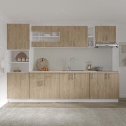 haaus Set Bucatarie Karo V26, Lemn Natural/Alb, Blat Thermo 28 mm, L 300 cm (919061)