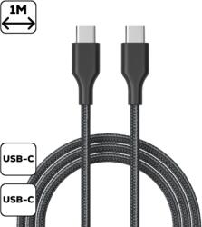 Cellect Cablu de date Fabric Type-C la Type-C 1m/60W, negru (MDCU-TYPEC-60W-BK)