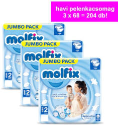 Molfix Havi pelenkacsomag Jumbo (2-es) 3 - 6 kg (204 db/cs) (hpcsmjn68)