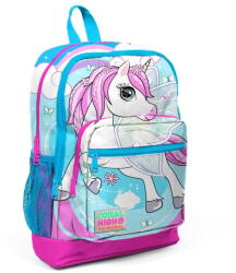 Coral High Ghiozdan cu 4 compartimente, Coral High, bleu cu unicorn