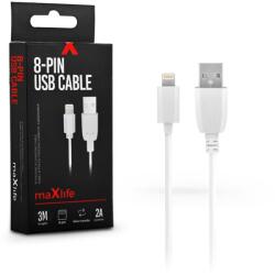 Maxlife 8-PIN 10W USB/Lightning adat- és töltőkábel 3m - fehér - coolmobile