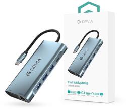 DEVIA Leopard 11in1 Hub - Type-C - 3xUSB/Type-C/PD/HDMI/VGA/RJ45/Card/Jack elosztó/adapter - szürke - coolmobile