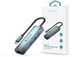 DEVIA Leopard Series 5 V3 USB Type-C USB 3.1/RJ45/3xUSB3.0 elosztó/adapter - szürke - coolmobile