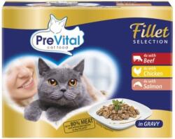 PreVital Filet Selection marhahús/csirke/lazac mártásban 48 x 85 g