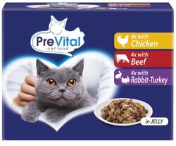 PreVital Cat csirke/marha/nyúl-pulyka zselé 48 x 100 g
