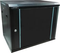 Dateup Rack 9U 600x600, dezasamblat, montare pe perete, usa din sticla, panouri laterale detasabile si securizate, culoare negru RAL 9004, DATEUP (MP.6609.9001) - emida