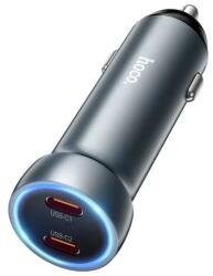 hoco. Z54b Autós töltő 2xUSB-C metál szürke (z54b)