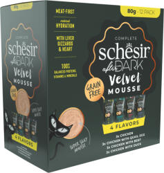 Schesir 12x80g Schesir After Dark Velvet Mousse vegyes csomag nedves macskatáp