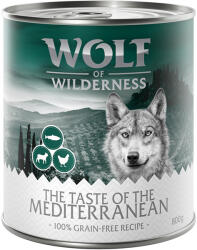 Wolf of Wilderness 24x800g Wolf of Wilderness Adult 'Triple Taste' Mediterranean - bárány, csirke, pisztráng nedves kutyatáp