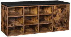 VASAGLE Cipőtároló pad 9 rekesszel és szekrénnyel, rusztikus barna 110x30x48cm (LHS058X01) - mono-shop