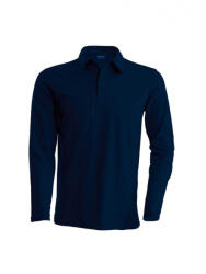 Kariban Férfi galléros póló Kariban KA243 Men'S Long-Sleeved polo Shirt -3XL, Navy