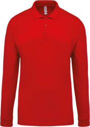 Kariban Férfi galléros póló Kariban KA256 Men'S Long-Sleeved piqué polo Shirt -L, Red