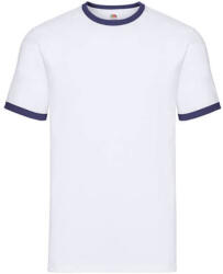 Fruit of the Loom Uniszex póló Rövid ujjú Fruit of the Loom Ringer T - S, Fehér/Sötétkék navy