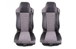  Teherautó üléshuzat-készlet, kompatibilis a MAN TGX EURO 6 2007-> modellekkel, öko bőr bársonnyal, fekete és szürke