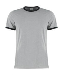 Kustom Kit Férfi rövid ujjú póló Kustom Kit Fashion Fit Ringer Tee L, Világos szürke Marl/Fekete
