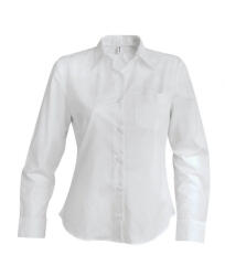 Kariban Női blúz Kariban KA542 Ladies' Long-Sleeved Cotton poplin Shirt -S, White