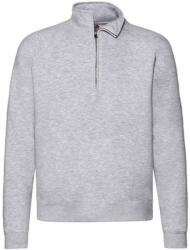Fruit of the Loom Férfi Pulóver Hosszú ujjú Fruit of the Loom Zip Neck Raglansweat - L, Heather szürke