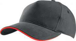 K-UP Uniszex sapka K-UP KP124 Sandwich peak Cap - 5 panels -Egy méret, Dark Grey/Black