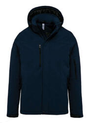 Kariban Férfi Softshell Kariban KA650 Men'S Hooded Softshell Lined parka -4XL, Navy