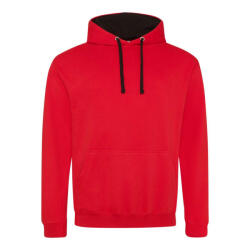 Just Hoods Uniszex kapucnis pulóver Just Hoods AWJH003 varsity Hoodie -M, Fire Red/Jet Black