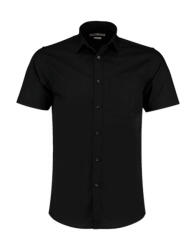 Kustom Kit Férfi rövid ujjú Ing Kustom Kit Tailored Fit Poplin Shirt SSL M, Fekete