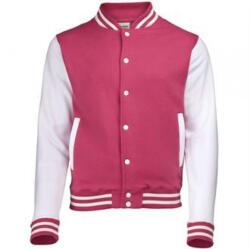 Just Hoods Férfi pulóver Just Hoods AWJH043 varsity Jacket -M, Hot Pink/White