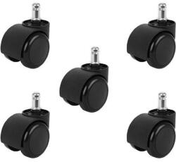 MALATEC 5 db-os fekete irodaszékhez görgős lábak (9086)