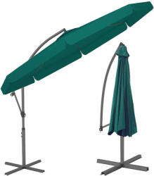 FunFit umbrelă de grădină înclinabilă premium cu cadru din oțel și manivelă 3, 5m - verde (3053)