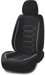  Univerzális autósüléshuzat-szett, fekete szövetből, fehér csíkkal, elöl-hátul