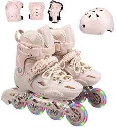 Action Pastel Tan Görkorcsolya szett, sisakkal, könyök/térd védő és hordtáskával, állítható, S méret (28-31), barna (SRTV0471.3)