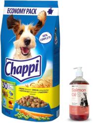 Chappi CHAPPI 9kg - száraz kutyatáp baromfival és zöldségekkel + Lab-V lazacolaj 100% Minden korosztályú kutyáknak és macskáknak 1000 ml hidegen sajtolva