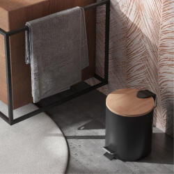 SAPHO KENTA pedálos szemetes 5 literes Soft Close, matt fekete/bambusz 1409 (1409)