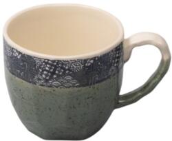 Made in Japan Bögre DARK GREEN WITH PATCHWORK BAND 250 ml, zöld, kerámia, MIJ (MIJC1104)