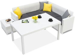 BICA Tech rattan sarok kerti asztallal Nebraska Comida 5 fehér Bica (BCNEBCOMBL)