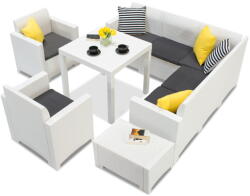 BICA Dallas Nebraska Comida 7 Bica technorattán kerti ülőgarnitúra sarokgarnitúrával, fehér (BCDNEB7BL)