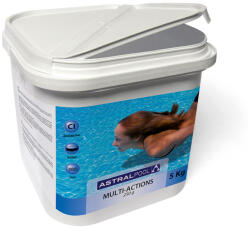 Steinbach Astralpool Multiaction Többfunkciós Klórtabletta 5kg - 3in1 Fertőtlenítő, Algásodásgátló és Pelyhesítő Hatással, Lassú Oldódású Tabletták a Kristálytiszta Medencevízért (34439-5)
