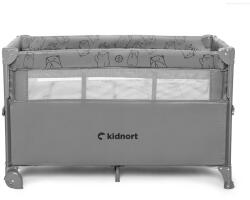 Kidnort utazóágy-babaöböl Näste 2 szintes, kerekes, kibúvós szürke - babamarket